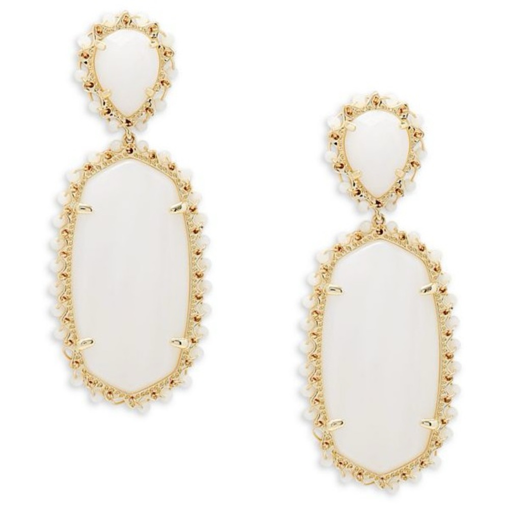 Kendra Scott Parsons Beaded Drop Earrings in Gold White Mother of Pearl